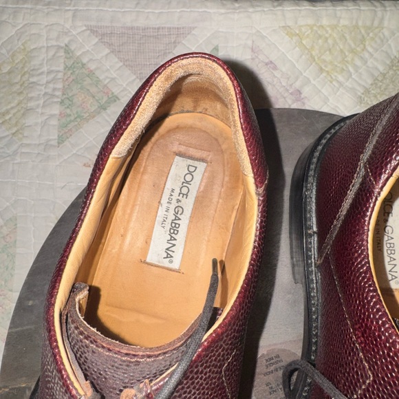 Dolce & Gabbana Burgundy Pebbled Leather Derby Shoes Vibram Sole Size 12 - Picture 2 of 8